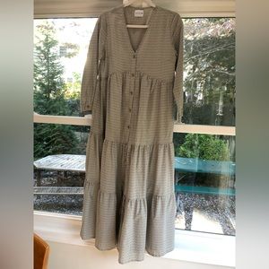 Ruffle floral and acorn print cotton dress